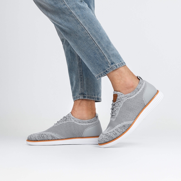 [KnitFlex Breeze+] Men's Breathable Mesh Oxford Sneakers - GREY - 7